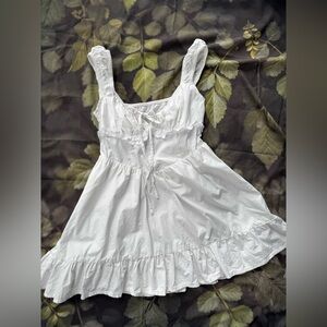White Ruffled Mini milkmaid Dress